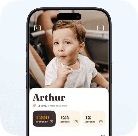 Aperçu Marmo — profil enfant avec photo et statistiques souvenirs